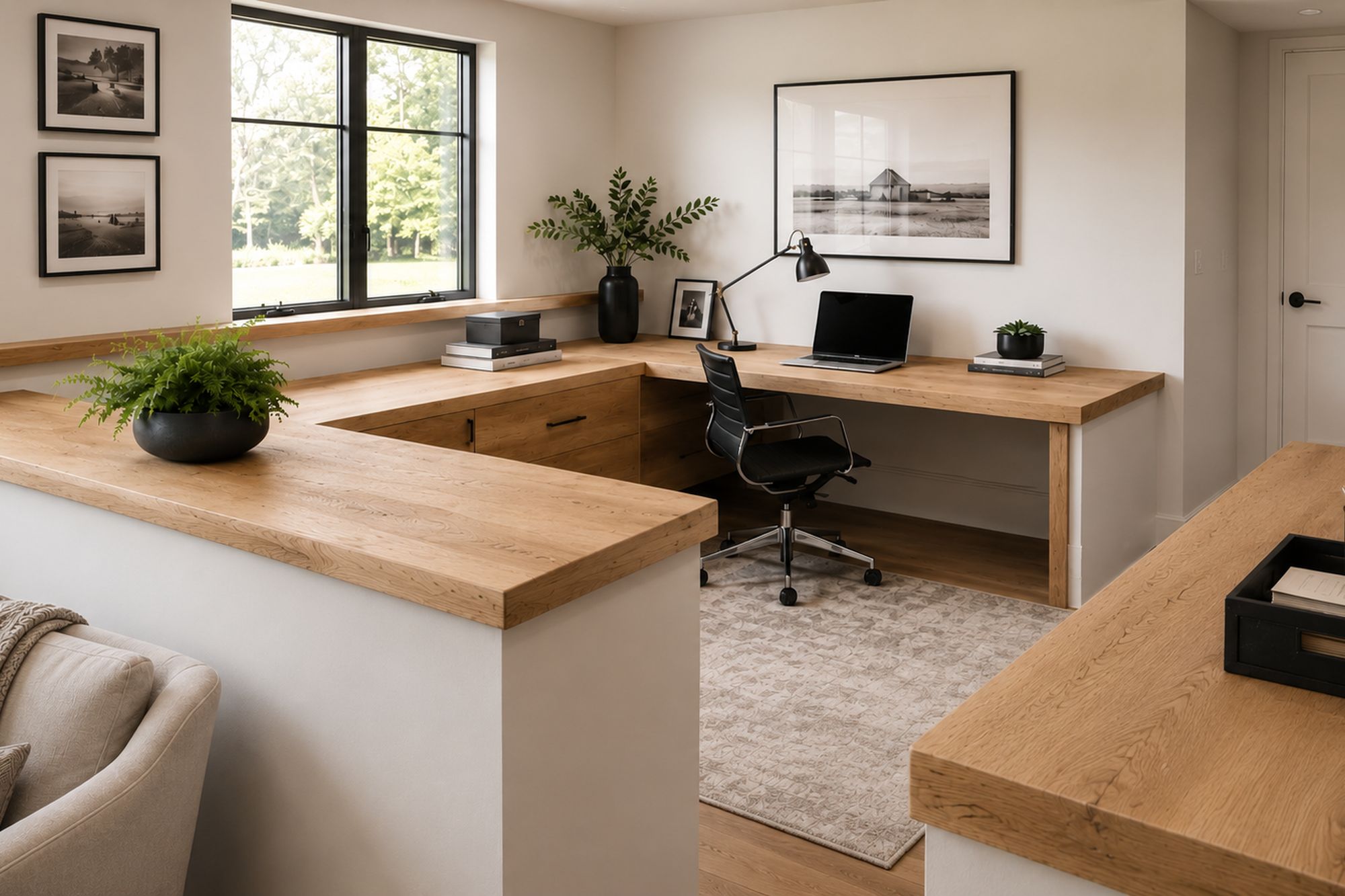 Solid-surface reception countertops in a healthcare clinic